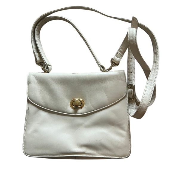 Monet Vintage All Leather Two-Way Handbag in Cream - Picture 1 of 9